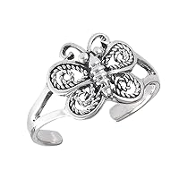 Midi Butterfly Nature .925 Sterling Silver Rope Detail Swirls Toe Ring Band