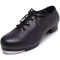 Jazz Tap Shoes for Woman: Leather Lace Up Tap Dance Shoes for Girls and Adult - Flat Heel Split Sole Tap Jazz Shoes for Boys and Man