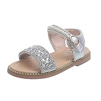 Rose Shoes Size 4 Girls Sandals Open Toe Rhinestone Princess Dress Flat Shoes Girls Flip Flops Size 10 Toddler
