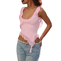 SNKSDGM Women's Fashion 2024 Tank Tops V Neck Loose Fitting Basic Flowy Casual Summer Sleeveless Shirts Tunic Blouse