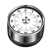 Kitchen Timer 60min Countdown Mechanical Magnetic Timer No Battery Needed Stainless Steel Countdown Timer for School Classroom Teaching Cooking Office