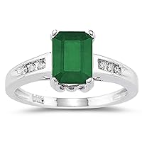 SZUL Emerald and Diamond Ring in 14k White Gold