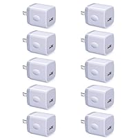 USB Wall Plug 10 Pack, UorMe 1A 5V Single Port Wall Charger Power Adapter Cube Block Box for iPhone SE 14 Plus 13 12 Pro Xs XR X, Samsung Galaxy A13 S22 S21FE A21 A71 A51 A31 S10e S9 S8, Pixel 6