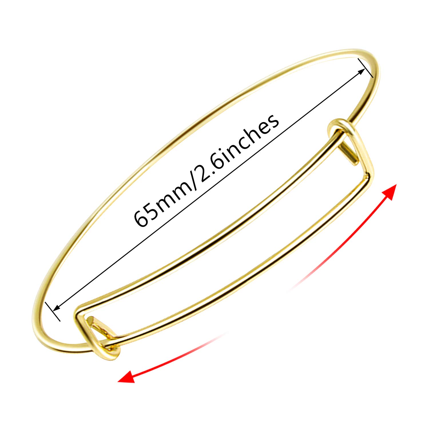 UPINS 60Pcs Gold Expandable Bangle Bracelets Adjustable Wire Blank Women Bracelets for DIY Jewelry Making