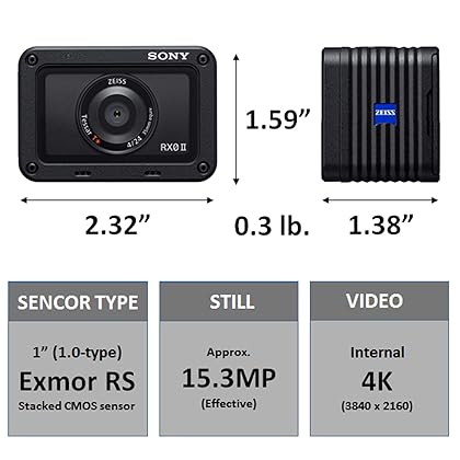 Sony Cyber-Shot RX0 II 15.3MP Ultra-Compact Camera Bundle with 128 GB MicroSDXC UHS-I Memory Card and Shooting Grip and Tripod