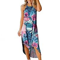 Womens Sleeveless Strapless Spaghetti Strap Dresses Dresses for Women Crew Neck Beach Maxi Long Dresses