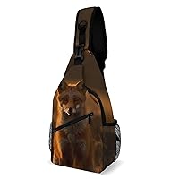 Chest Bag Sling Bag for Men Women Fox at Sunset Sport Sling Backpack Lightweight Shoulder Bag for Travel