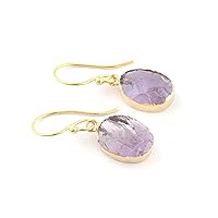 Guntaas Gems Oval Shape Rough Amethyst Ear Wire Earring Gold Plated Brass Jewelry Raw Gemstone Drop & Dangle Earrings