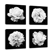 Flowers Wall Art Bathroom Wall Decor Abstract Botanical Picture Contemporary Wall Art Prints Bedroom Living Room Kitchen Office Home Decor Modern Black Flower Canvas Artwork 12