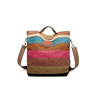 Canvas Bag Women Handbag Stripe Patchwork Casual Women Shoulder Bag Large Capacity Bag Female Messenger Pouch