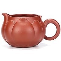 Purple Clay Pottery Tea Sharing Pitcher, Gong/Kung Fu Tea Gong Dao Bei for Milk Fairness Cup or Cha Hai L-H-CH3 (9.80 Oz / 290ml - Lotus flower)