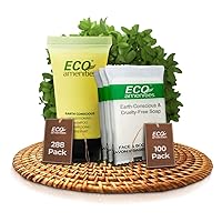 ECO amenities (Bundle - Travel Size Bar Soap(100pack) - Mini Soap Bars, Hotel Soap Bars, Travel Size Toiletries and Travel Size Shampoo and Conditioner Sets with Green Tea Scent(288 pack)