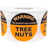 Food Allergy Warning Labels This Product May Contain Tree Nuts 1.5 Inch Round Circle Dots 500 Adhesive Stickers