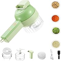 4 In 1 Handheld Electric Vegetable Cutter Set, Wireless Food Chopper, Portable Electric Vegetable Cutter Set for Garlic Pepper Chili Onion Celery Ginger Meat with Brush