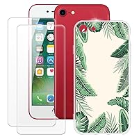 iPhone 7 Case + 2PCS Screen Protector Tempered Glass, Ultra Thin Bumper Shockproof Soft TPU Silicone Cover Case for iPhone 8 (4.7”)