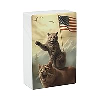 Cat,Leopard,USA Flag Cigarette Case Portable Smoking Box Holder Flip Open Carrying Storage Case for Men Women