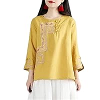 Traditional Chinese Shirt Chinese Style Tops Retro Folk Tea Clothing Print Blouses Women Daily Chiffon Blouse