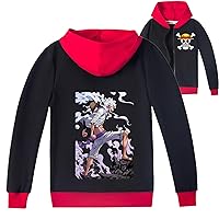 Boy Full-Zip Hoodie Tops-Long Sleeve Jacket Graphic Hooded Outerwear for Fall/Winter