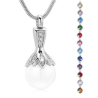 memorial jewelry Birthstone Personalized Real Pearl Cremation Urn Pendant Ashes Necklace Funeral Keepsake
