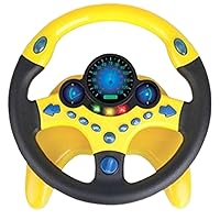 Toy Steering Wheel Toy Kids Simulation Driving Steering Wheel Kids Car Steering Wheel Baby Steering Wheel with Light, Sounds ＆ Music Educational Baby Toys Gift for Kids Ages 3 Above Yellow