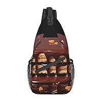 Wafers Dripping with Chocolate Sling Bag Lightweight Crossbody Bag Shoulder Bag Chest Bag Travel Backpack for Women Men