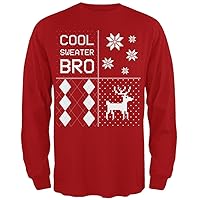 Old Glory Ugly Xmas Sweater Festive Blocks Cool Sweater Bro Red Adult Long Sleeve T-Shirt - X-Large