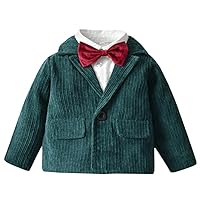 Boys' Corduroy Suit Blazer One Button Coat with Notch Lapel for Daily Party Dinner