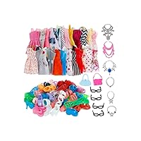 Doll Clothes Accessories Princess Party Dresses Shoes Bags Jewelries Set Kids Toy Clothes Birthday Gifts for Girl 32PCS dress