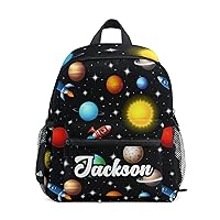 Custom Galaxy Planets Space Kid's Backpack Personalized Backpack with Name/Text Preschool Backpack for Boys Customizable Toddler Backpack for Girls with Chest Strap