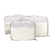 Itzy Ritzy Packing Cubes – Set of 3 Large Packing Cubes or Travel Organizers; Each Cube Features a Mesh Top, Double Zippers and a Fabric Handle; Taupe - Large Set (LPC4006)