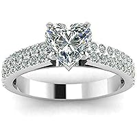 Heart Cut D/VVS1 Diamond Halo Love Heart Engagement Wedding Promise Ring for Women's & Girl's 14K White Gold Plated 925 Sterling Sliver
