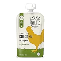 Serenity Kids 6+ Months Baby Food Pouches Puree Made With Ethically Sourced Meats & Organic Veggies | 3.5 Ounce BPA-Free Pouch | Free Range Chicken & Thyme, Parsnip, Beet | 6 Count