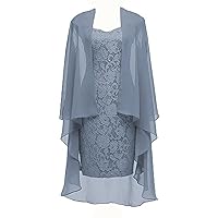 2 Pieces Lace Mother of The Bride Dress with Jacket Chiffon Formal Evening Dresses