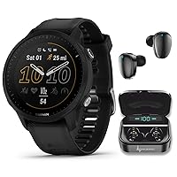 Garmin Forerunner 955, GPS Running Smartwatch, Tailored to Triathletes, Long-Lasting Battery, Black with Wearable4U Black Earbuds Bundle