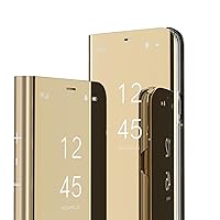 Case for Redmi Note 13 Pro 4G Case Slim Mirror Design Clear View Flip Bookstyle Ultra Slim Protecter Shell with Kickstand Protective Case for Xiaomi Redmi Note 13 Pro 4G Mirror PU PU Gold