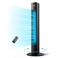 Tower Fan with Remote, 36” Bladeless Fan, 70° Oscillating Fan for Bedroom, 3 Speeds, 3 Modes, 12H Timer, LED Display, Quiet Cooling Standing Floor Fans for Home Living Room Office, Black