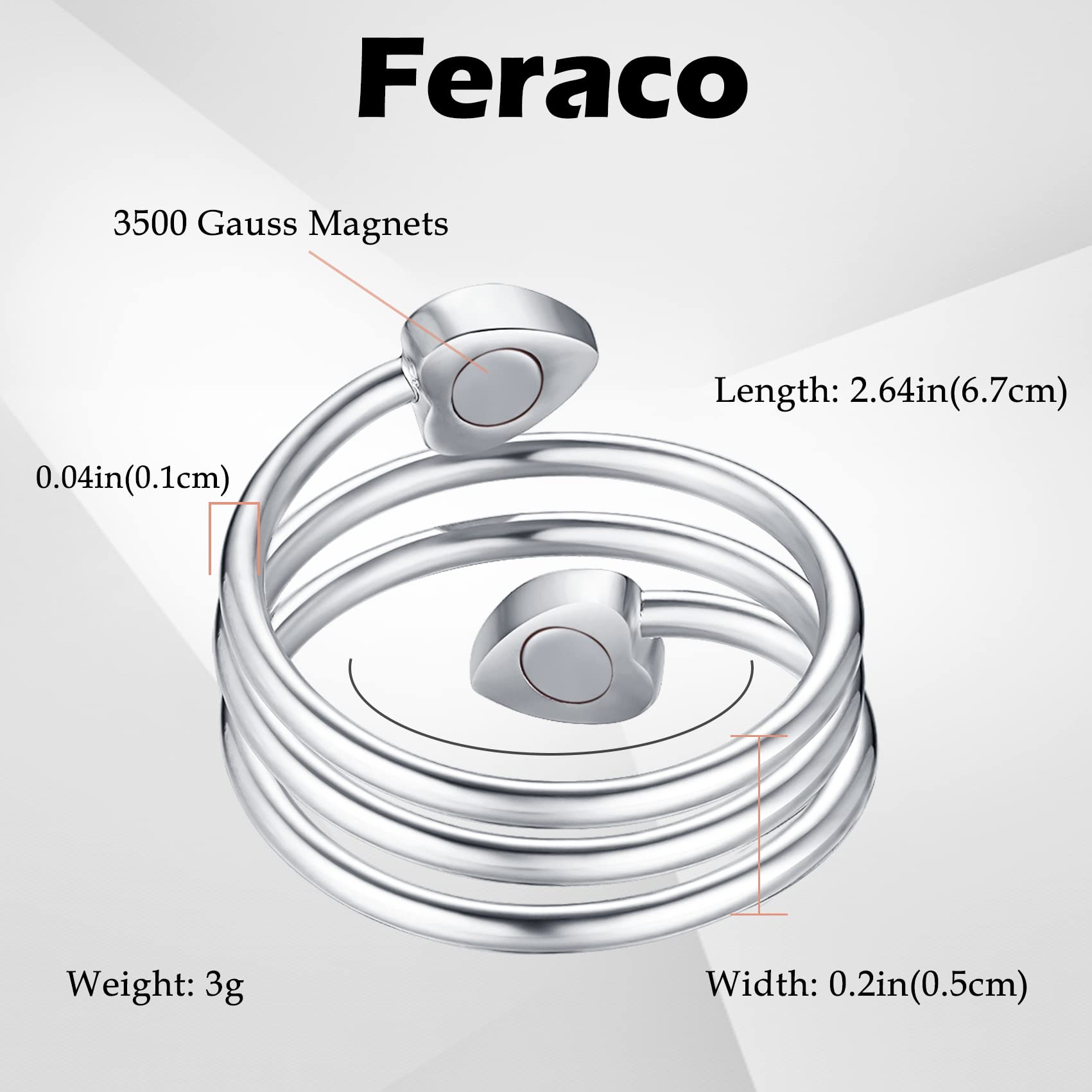 Feraco 2023 New 2 Pcs Magnetic Copper Rings for Women,99.99% Pure Copper Thumb Ring for Women for Valentine's Day,Adjustable Fingers Ring with Gift Box(Silver)