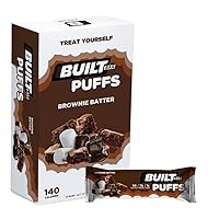 Built Bar 12 Pack High Protein and Energy Bars - Low Carb, Low Calorie, Low Sugar - Covered in 100% Real Chocolate - Delicious, Healthy Snack - Gluten Free (Brownie Batter Puff)
