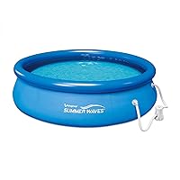 Summer Waves P1001030A Quick Set 10ft x 2.5ft Outdoor Inflatable Ring Above Ground Outdoor Swimming Pool with GFCI Model RX300 Filter Pump System, Blue