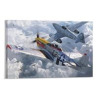 P-51 Mustang Fighter Retro World War II Military Aircraft Art Creative Decorative Poster U.S. Air Fo Canvas Wall Art Prints for Wall Decor Room Decor Bedroom Decor Gifts 12x18inch(30x45cm) Frame-sty