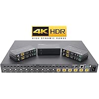 8x8 HDR 18GBPS HDbaseT 4K HDMI Matrix SWITCHER 6 PoC Receivers HDMI 2.0a 2.0 CAT6 CAT5e HDMI HDCP2.2 Routing SPDIF Audio CONTROL4 Savant Home Automation