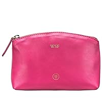 Maxwell Scott | Personalized Ladies Quality Leather Small Soft Makeup Bag | The Chia Nappa | Handcrafted In Italy | Hot Pink