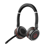 Jabra Evolve 75 SE, Link380a UC Stereo, SME- Bluetooth Headset with Noise-Cancelling Microphone, Long-Lasting Battery and Dual Connectivity - Works with All Other Platforms - Black