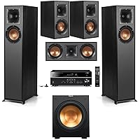 Klipsch Reference R-610F 5.1 Home Theater System, Black with Yamaha RX-V385 5.1 Receiver