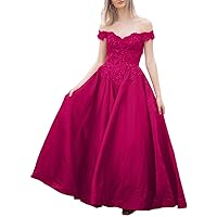 Ball Gown Sparkle Quinceanera Prom Dress Off Shoulder Sleeveless Floor Length Evening Dress Satin Appliques 2023