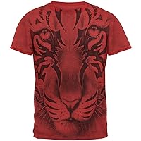 Tribal Tiger Ghost Heather Red Men's Ringer T-Shirt