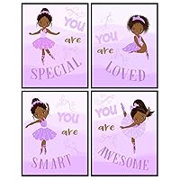 African American Girl Wall Art - Black Girl Magic - Black Girl Wall Art - Nursery Toddler Little Girls Bedroom Decor - Ballerina Purple Girls Room Decor - Inspirational Baby Girl Room Decorations