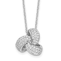 Cheryl M 925 Sterling Silver Rhodium Plated Brilliant cut Pave CZ Love Knot Necklace With 2 Inch Extender 18 Inch Jewelry for Women