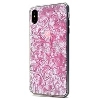 PLATA for iPhone Xs Max Case Pearl Shell Design Soft Case Anti-Scrach Semi-Clear Back Cover [ Pink ]