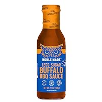 Noble Made Buffalo BBQ Sauce, Keto, Gluten Free, Vegan Dipping & Wing Sauce, Low Carb, Dairy Free, Low Calorie, Paleo, Low Sugar, and Whole30 Approved, Less-Sugar Buffalo, 13 oz (1 Count)